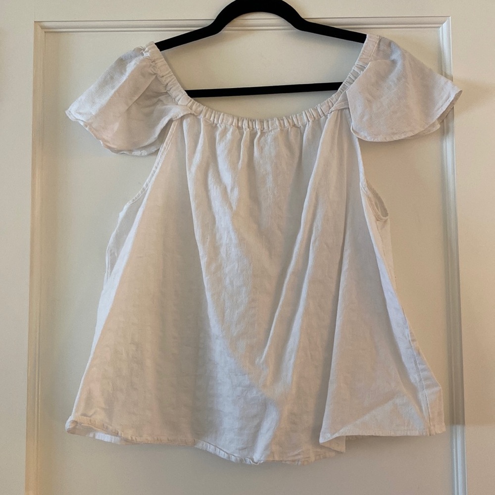 J.Crew Factory White Cap-Sleeve Top
